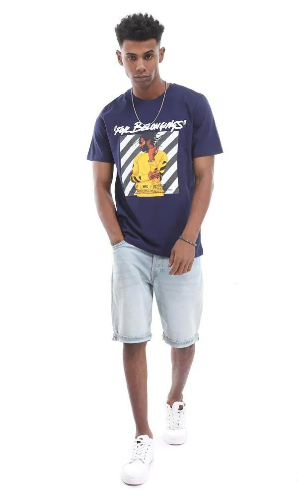95231 Men Short Sleeve Navy Blue T-Shirt & Crew Neck