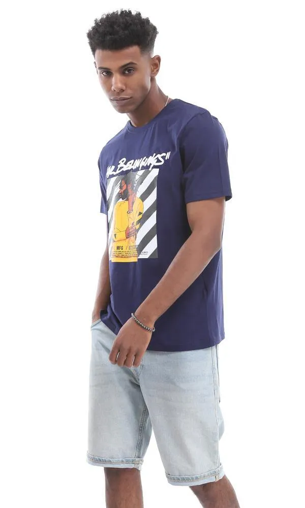 95231 Men Short Sleeve Navy Blue T-Shirt & Crew Neck