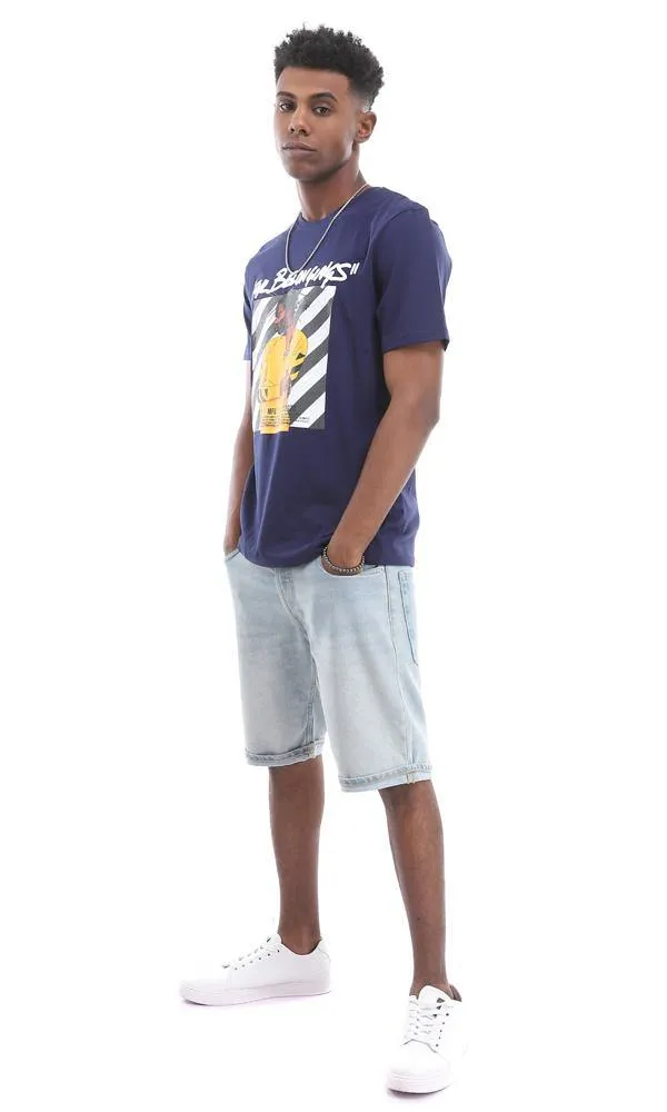95231 Men Short Sleeve Navy Blue T-Shirt & Crew Neck