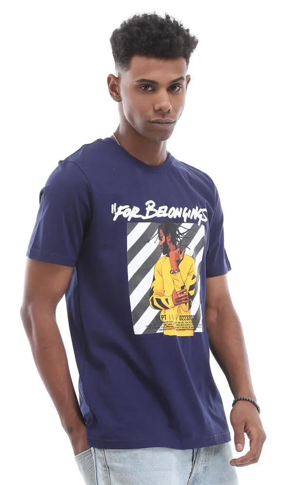 95231 Men Short Sleeve Navy Blue T-Shirt & Crew Neck