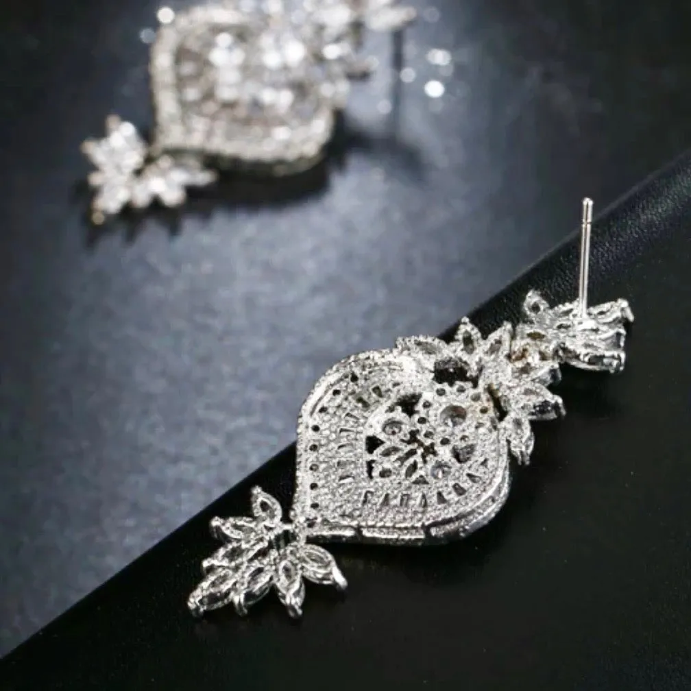 Amanda Bold Statement Earrings With Bevel Cubic Zirconia Clusters
