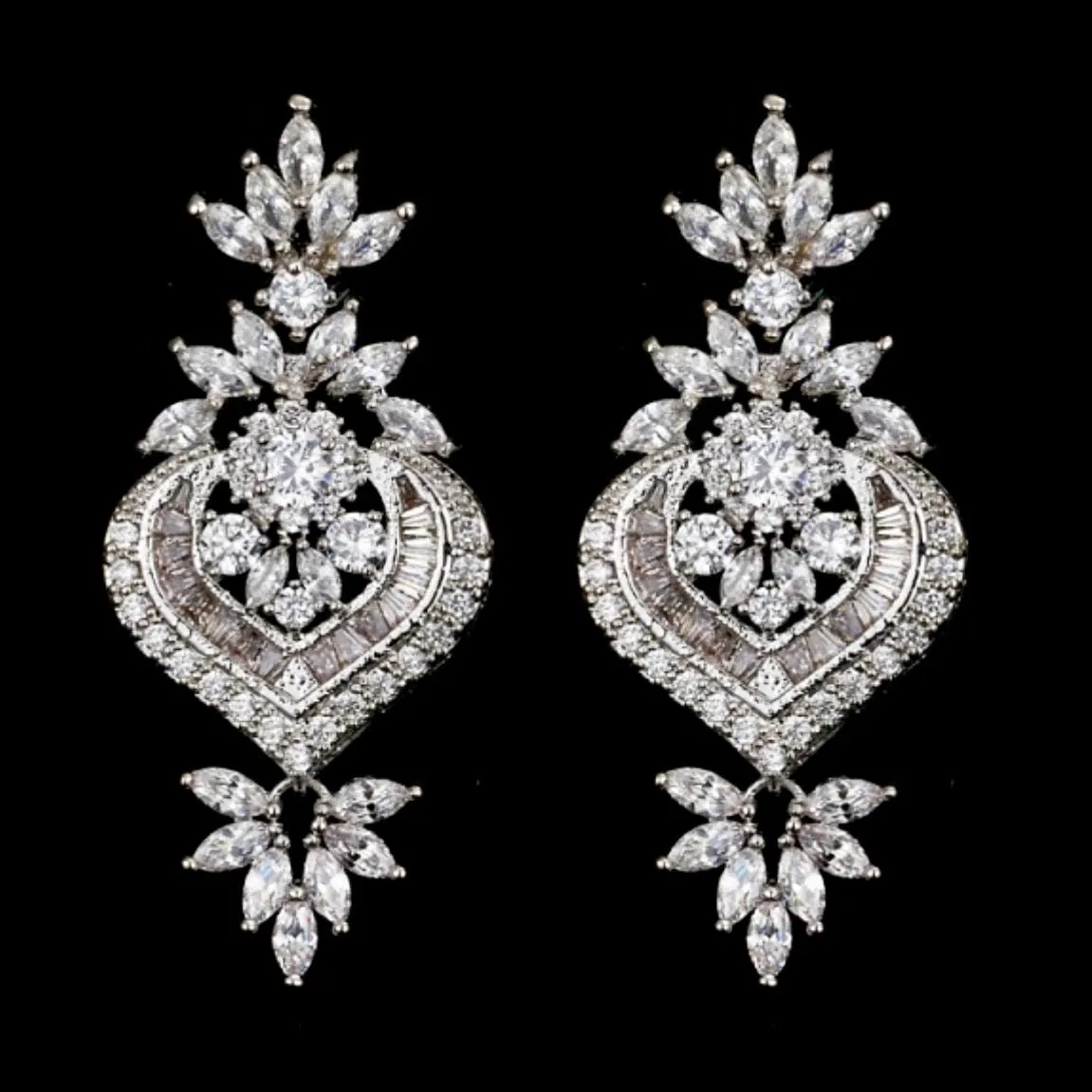 Amanda Bold Statement Earrings With Bevel Cubic Zirconia Clusters