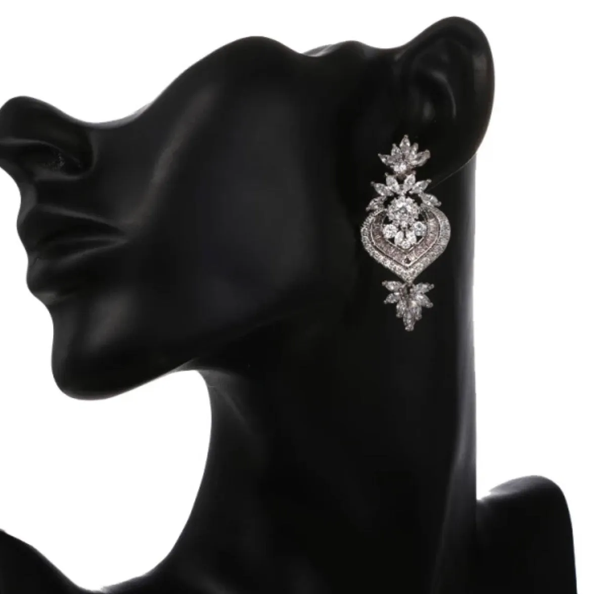 Amanda Bold Statement Earrings With Bevel Cubic Zirconia Clusters