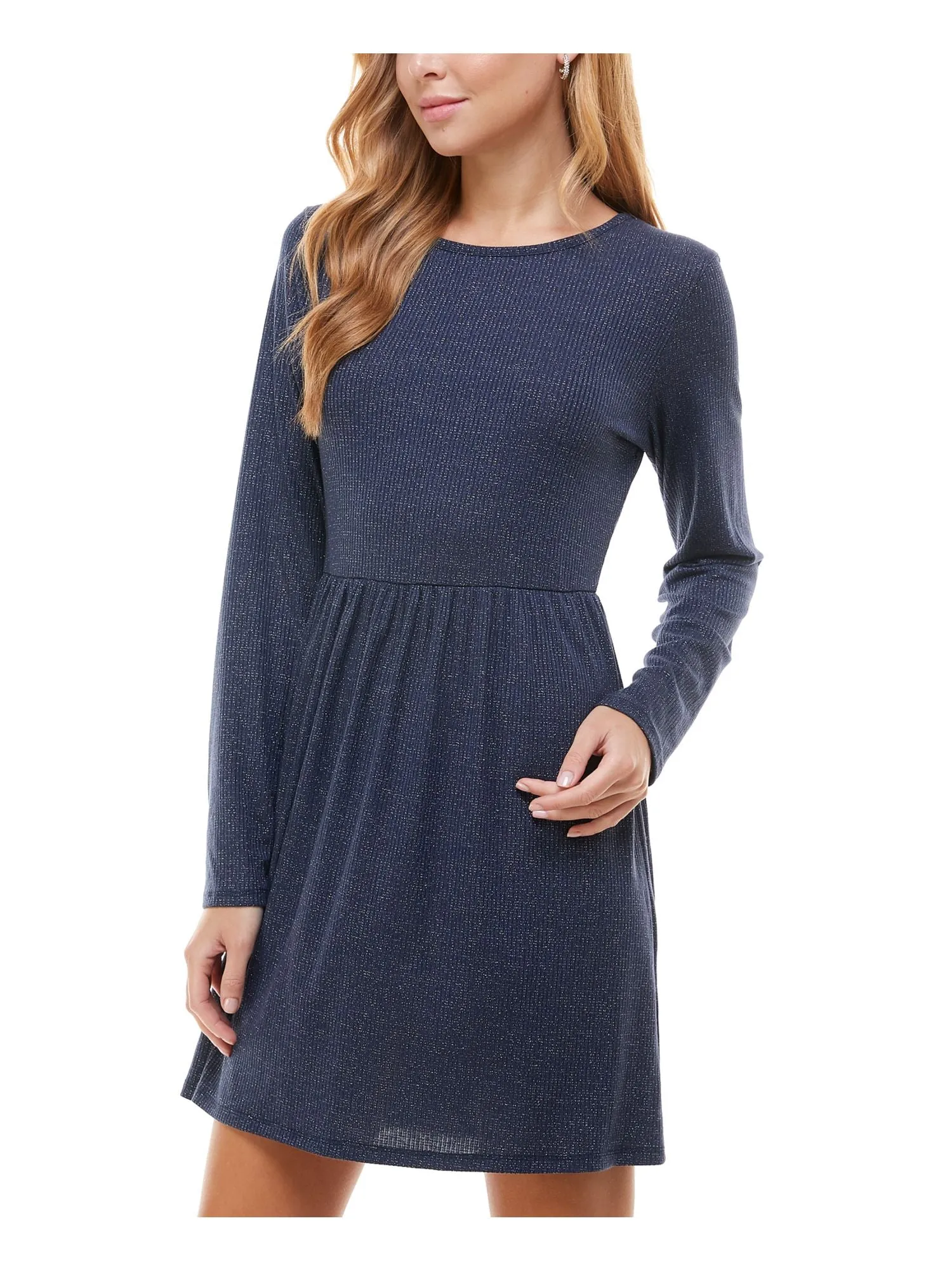 BEBOP Womens Long Sleeve Crew Neck Short Fit   Flare Dress