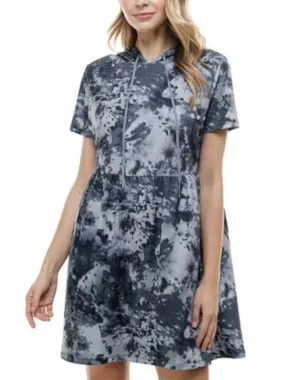 BEBOP Womens Navy Tie Dye Short Sleeve Above The Knee Dress