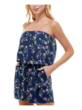 BEBOP Womens Pocketed Floral Strapless Romper