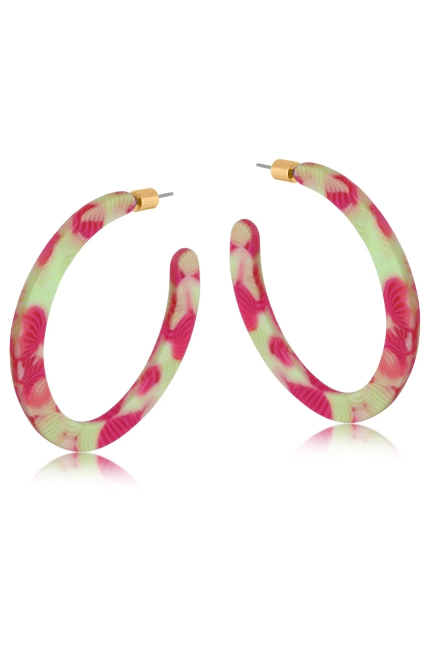 Big Metal 3061 Emma Resin Statement Cut Out Hoop Earrings