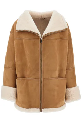 biscuits shearling lamb leather jacket with wide collar 251 WRO876 LE0107 BISCUIT