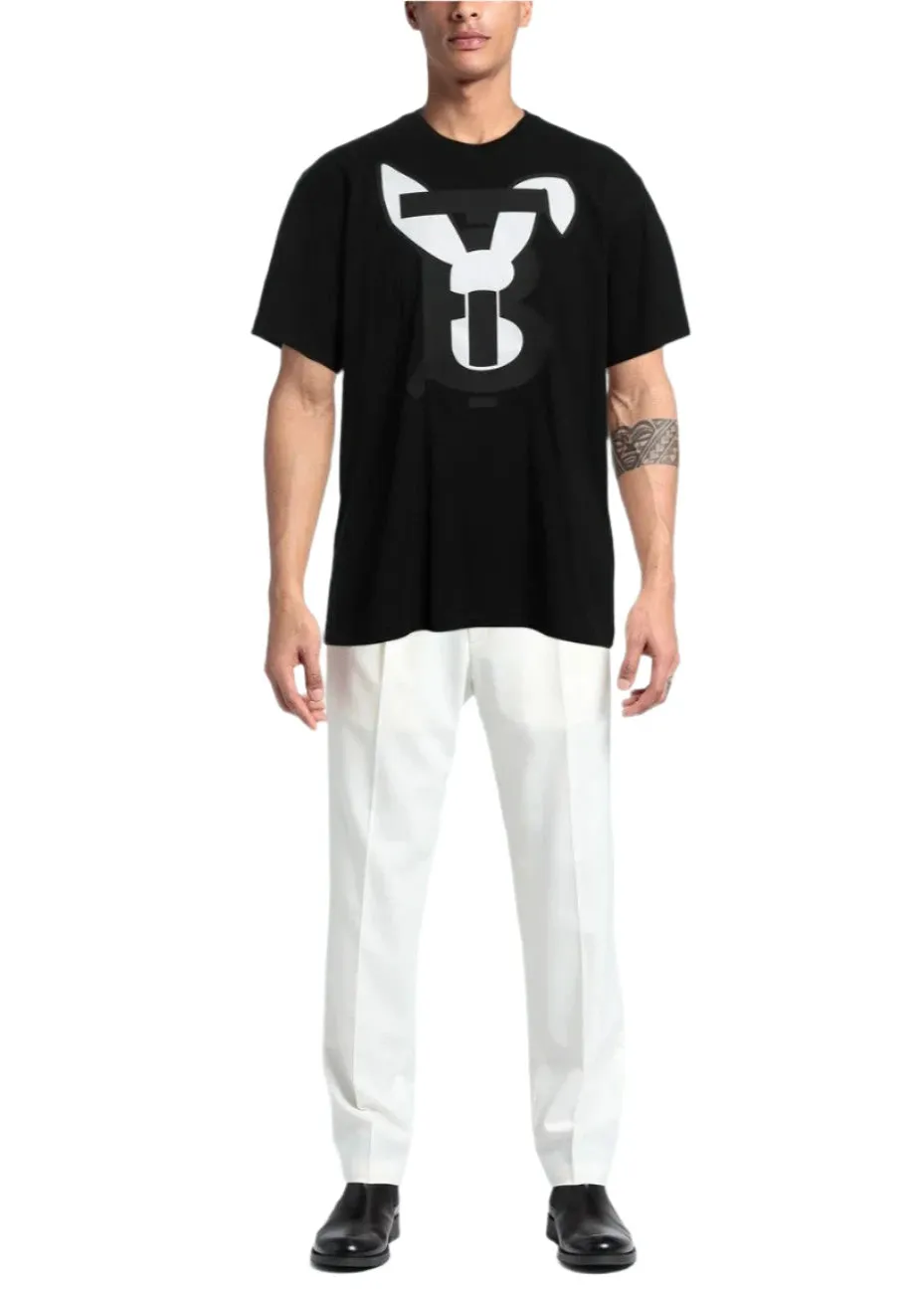 Burberry Black Contrast Print T-Shirt