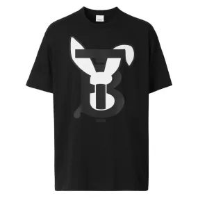 Burberry Black Contrast Print T-Shirt