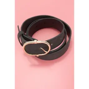 Classic Chic Oval Buckle Suede Belt