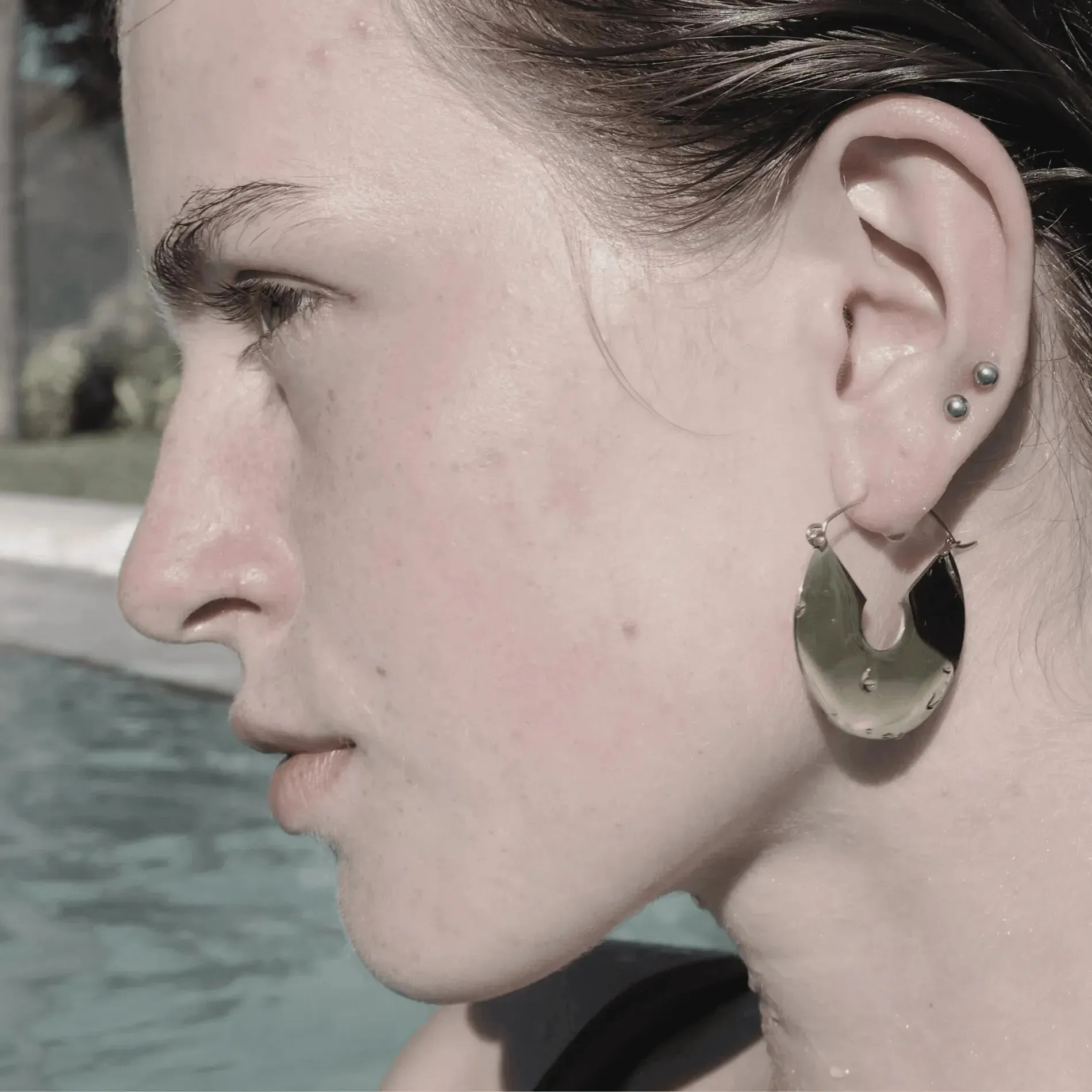 Courage Waterproof Flat Statement Earring 18 Carat Gold