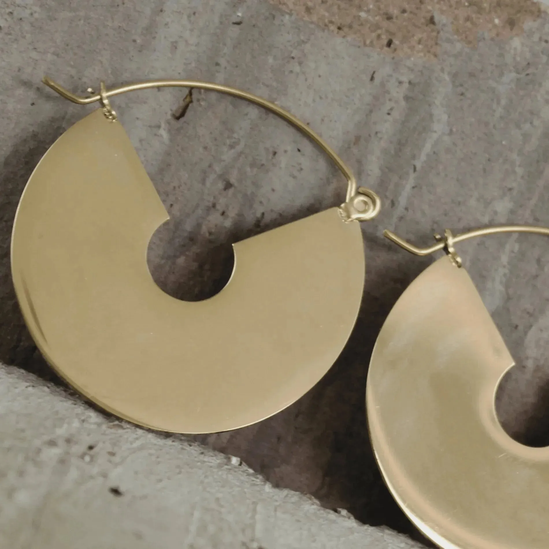 Courage Waterproof Flat Statement Earring 18 Carat Gold