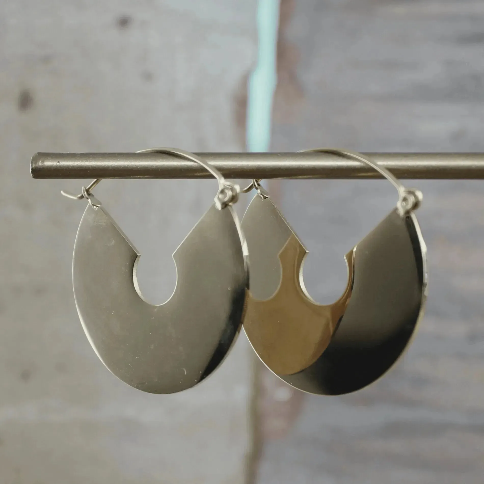 Courage Waterproof Flat Statement Earring 18 Carat Gold