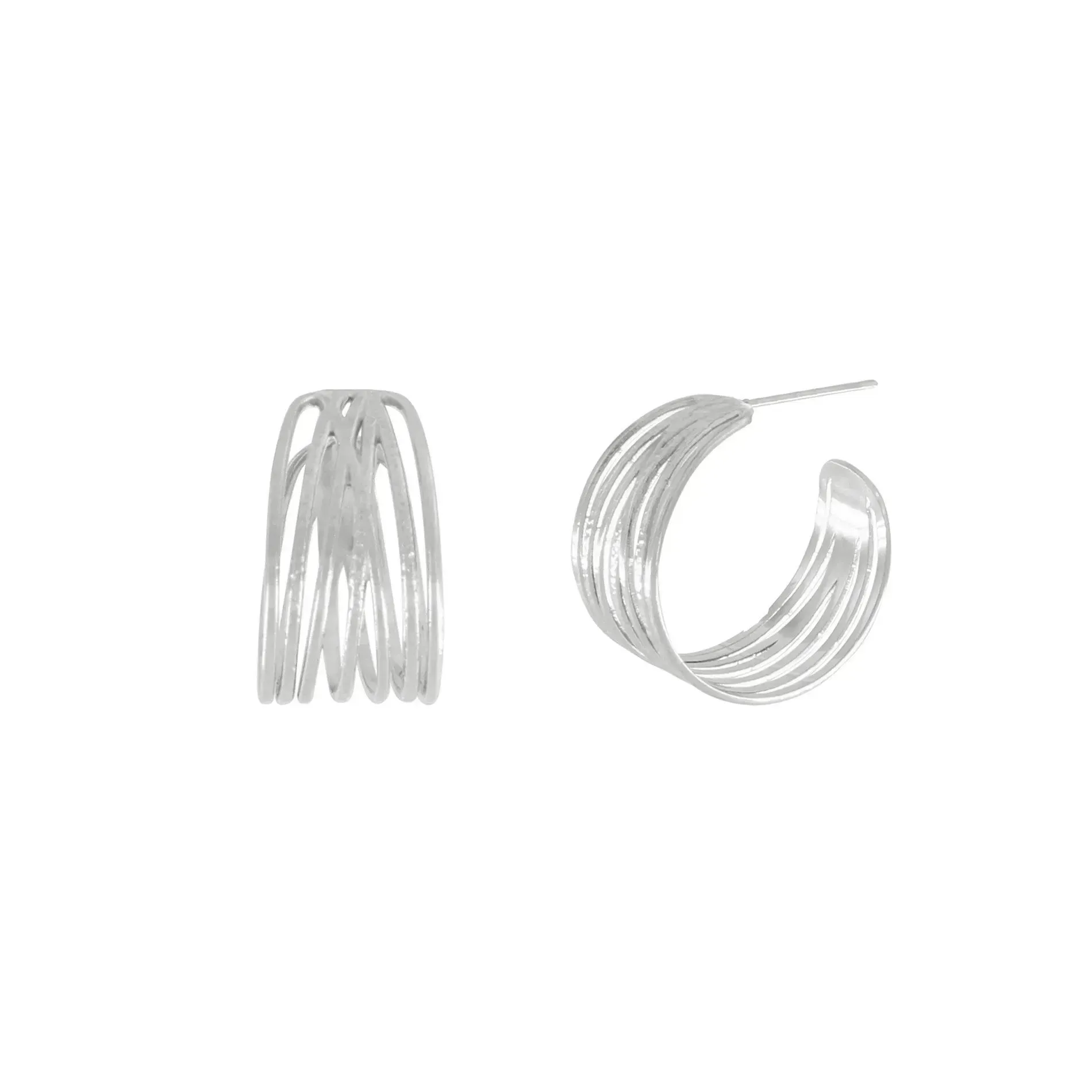 Courage Waterproof String Statement Hoop Earring Silver Plating