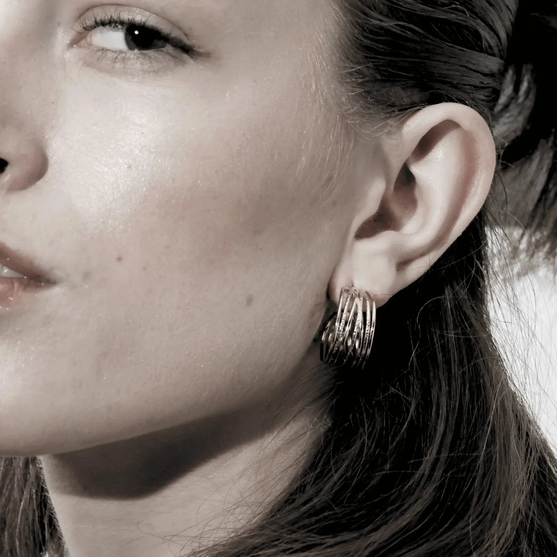 Courage Waterproof String Statement Hoop Earring Silver Plating