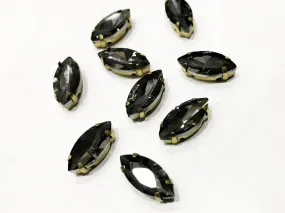 Dark Gray Eye Glass Stone with Catcher (15x7 mm) (Wholesale)