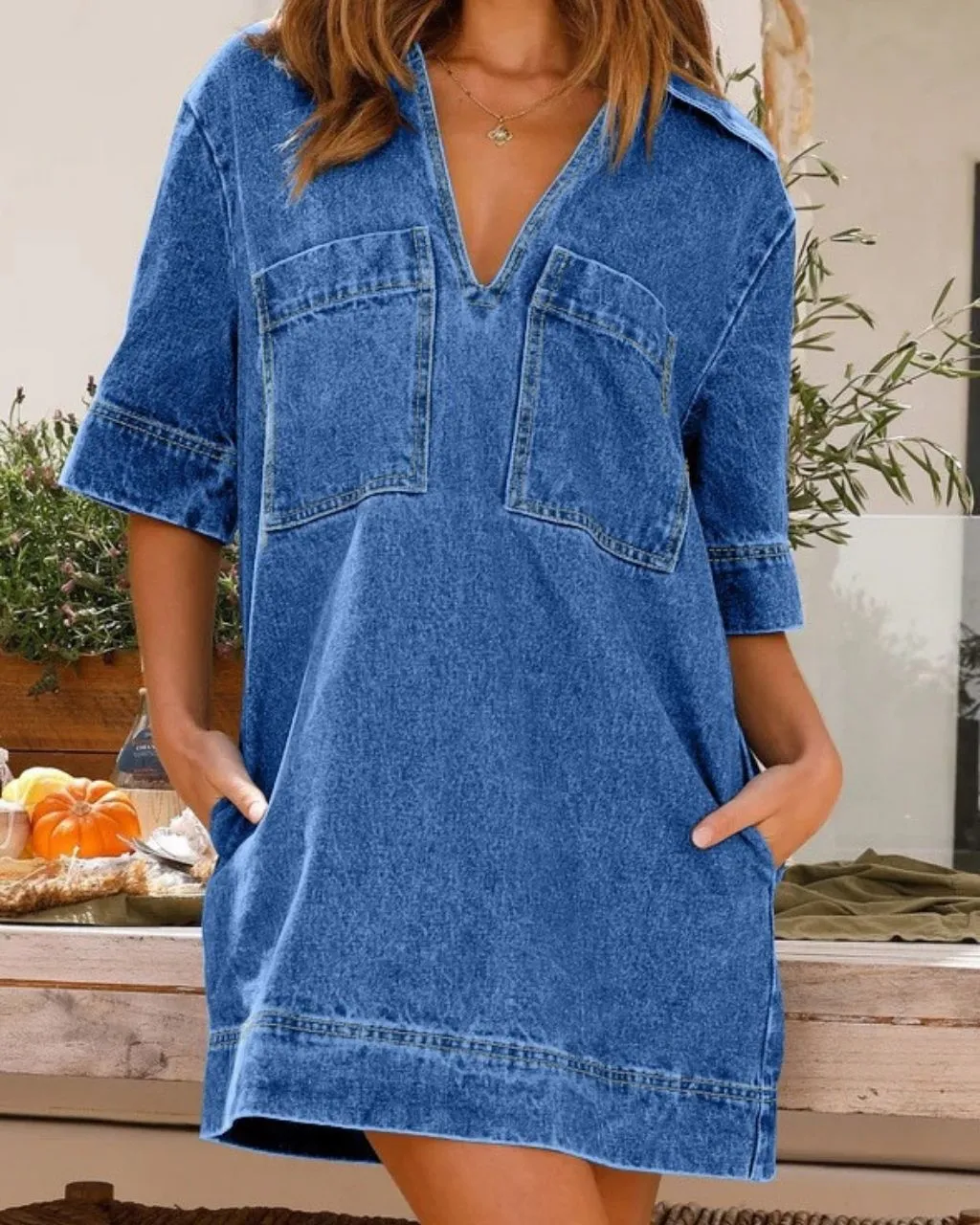 DENIM SHORT SHIFT DRESS