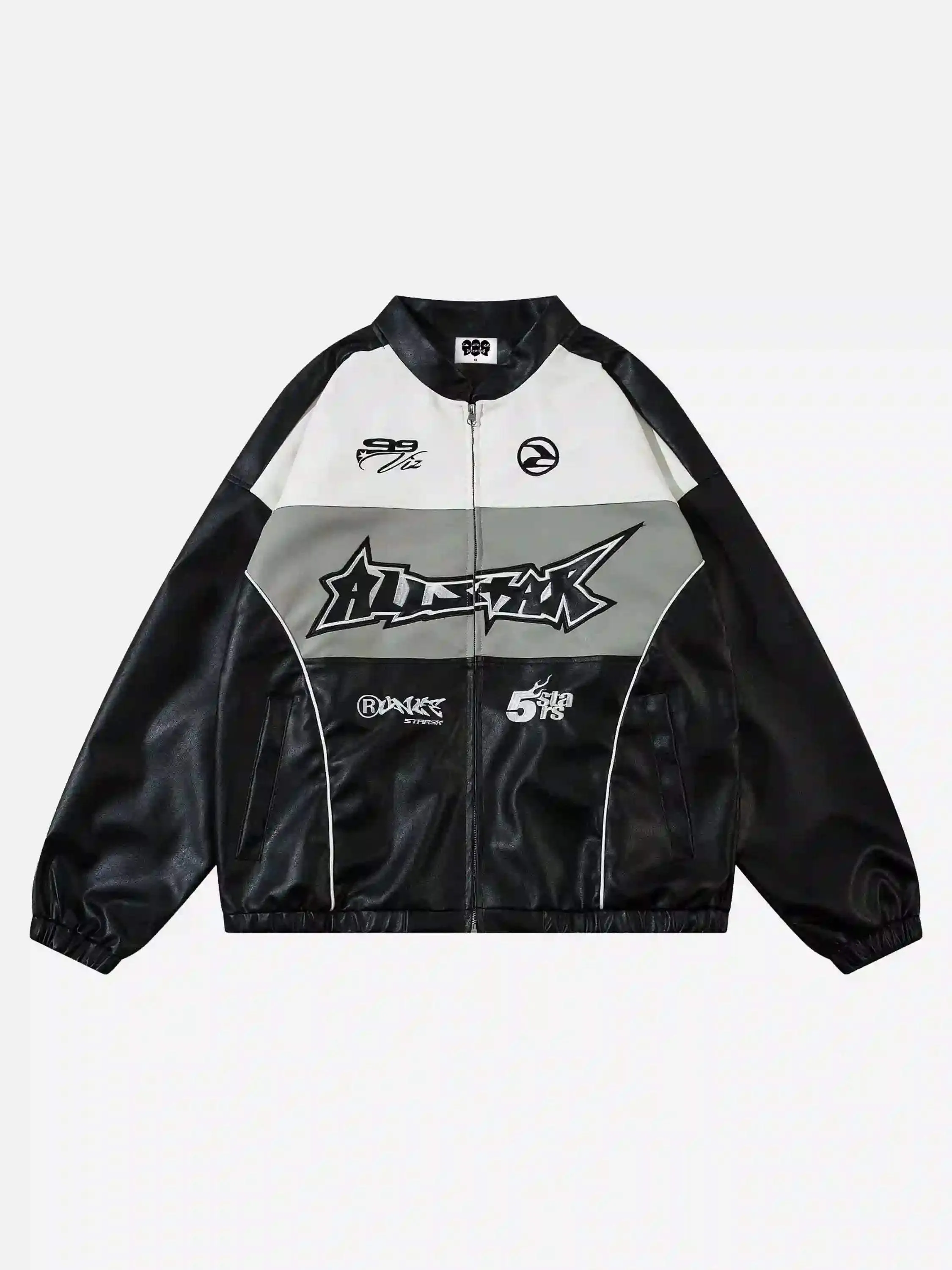 Disguisen Hip-Hop Street Style Stitching Pu Motorcycle Jacket