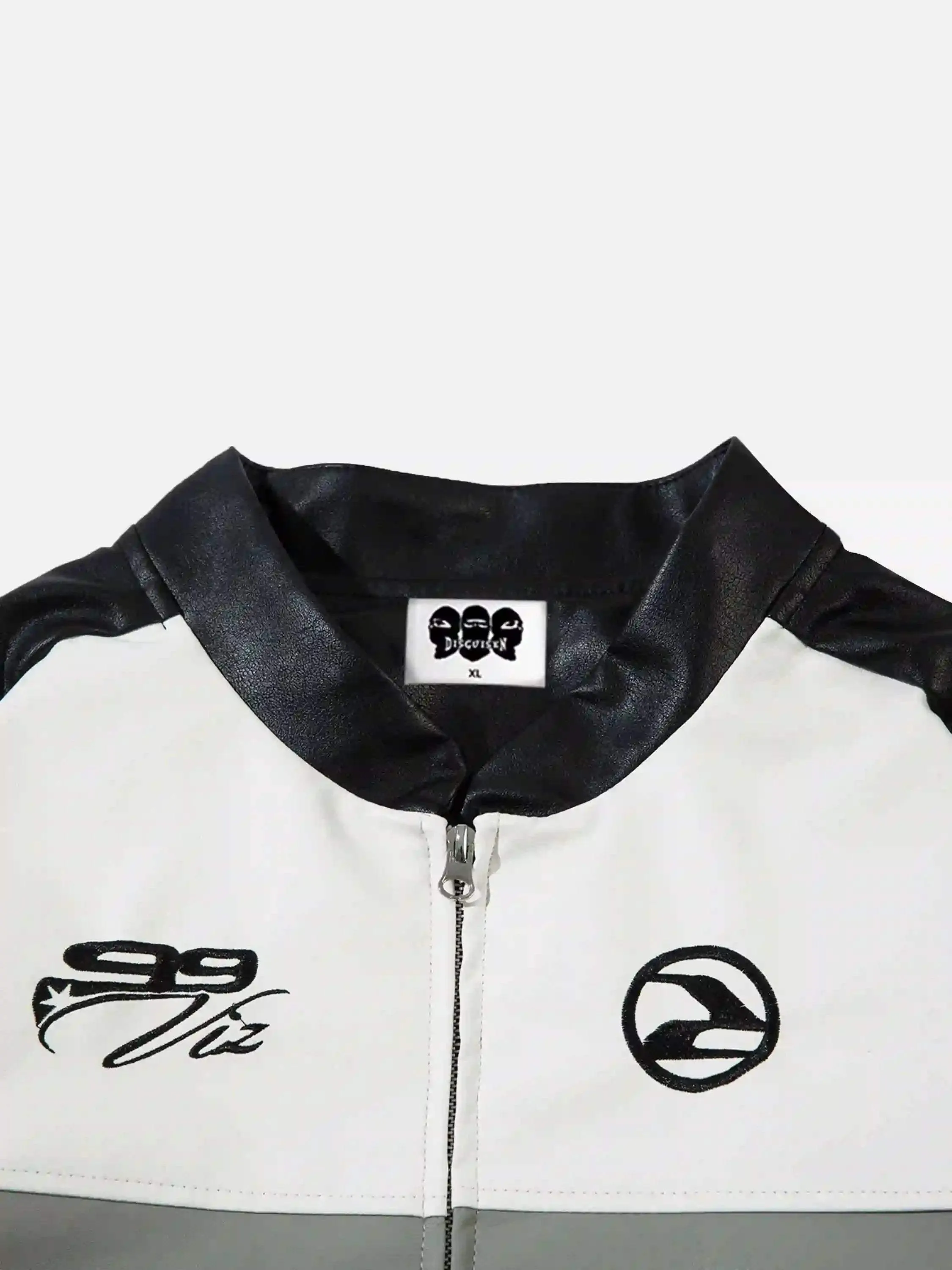 Disguisen Hip-Hop Street Style Stitching Pu Motorcycle Jacket