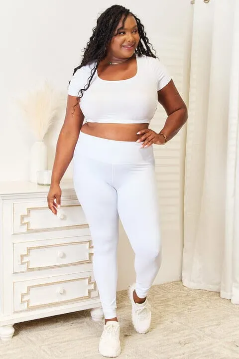 Double Take Wide Waistband Sports Activewear Leggings