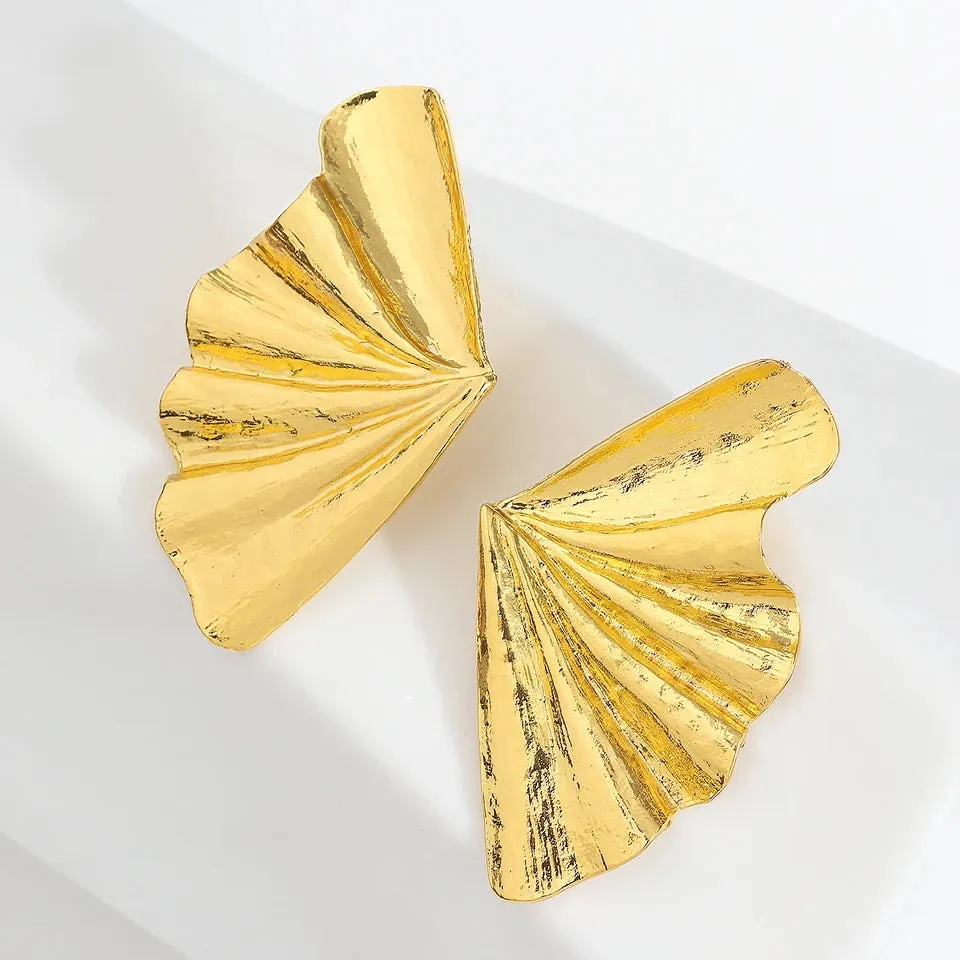 Fan Gold Leaf Earrings