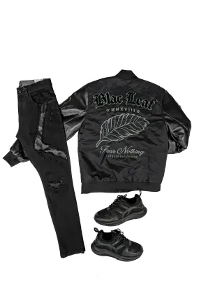 Fear Nothing Bomber Jacket Bundle, Denim Jeans, and G7 X Blac Leaf Dominion Sneakers
