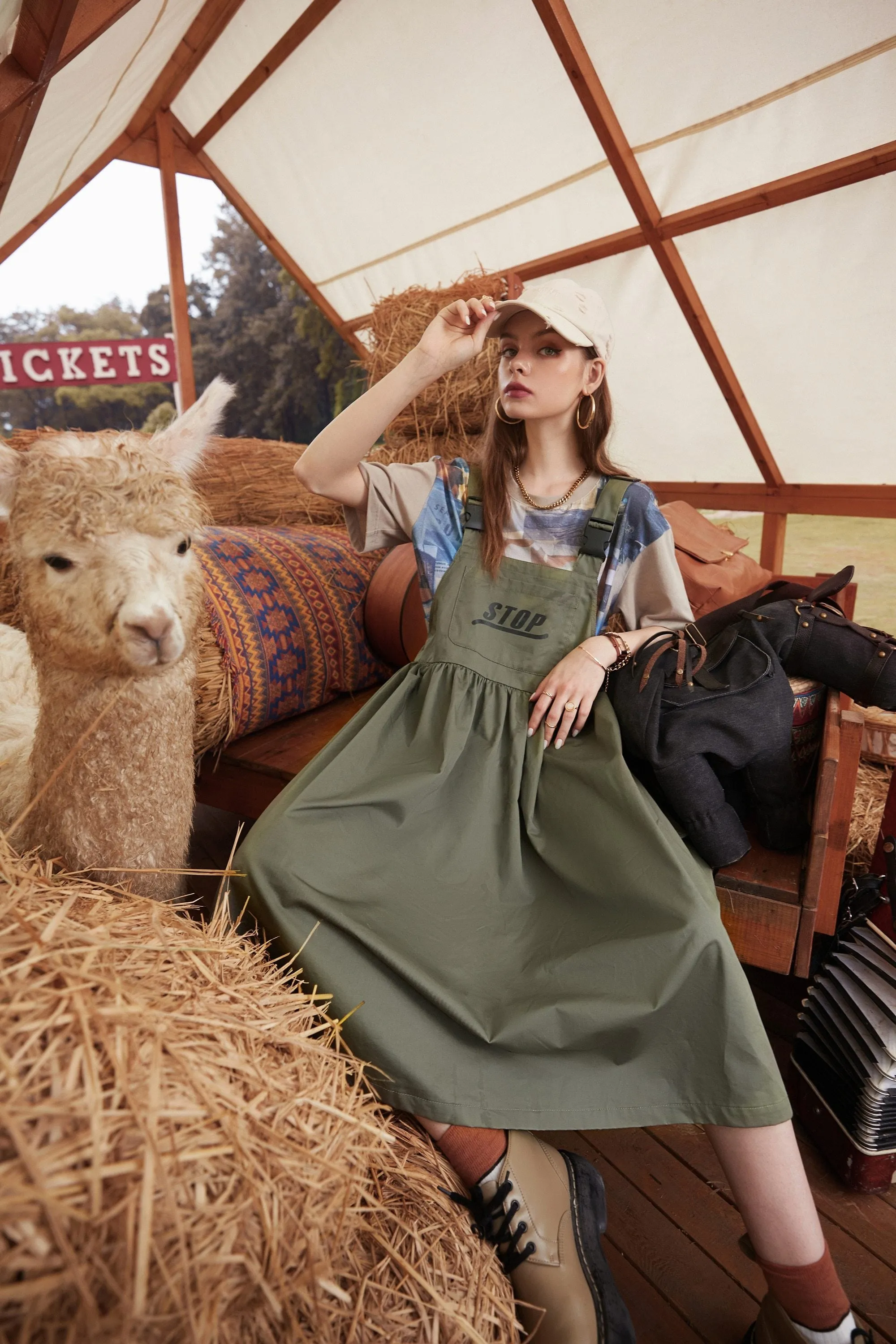 High Waist Casual Vintage Overall Boho Dress