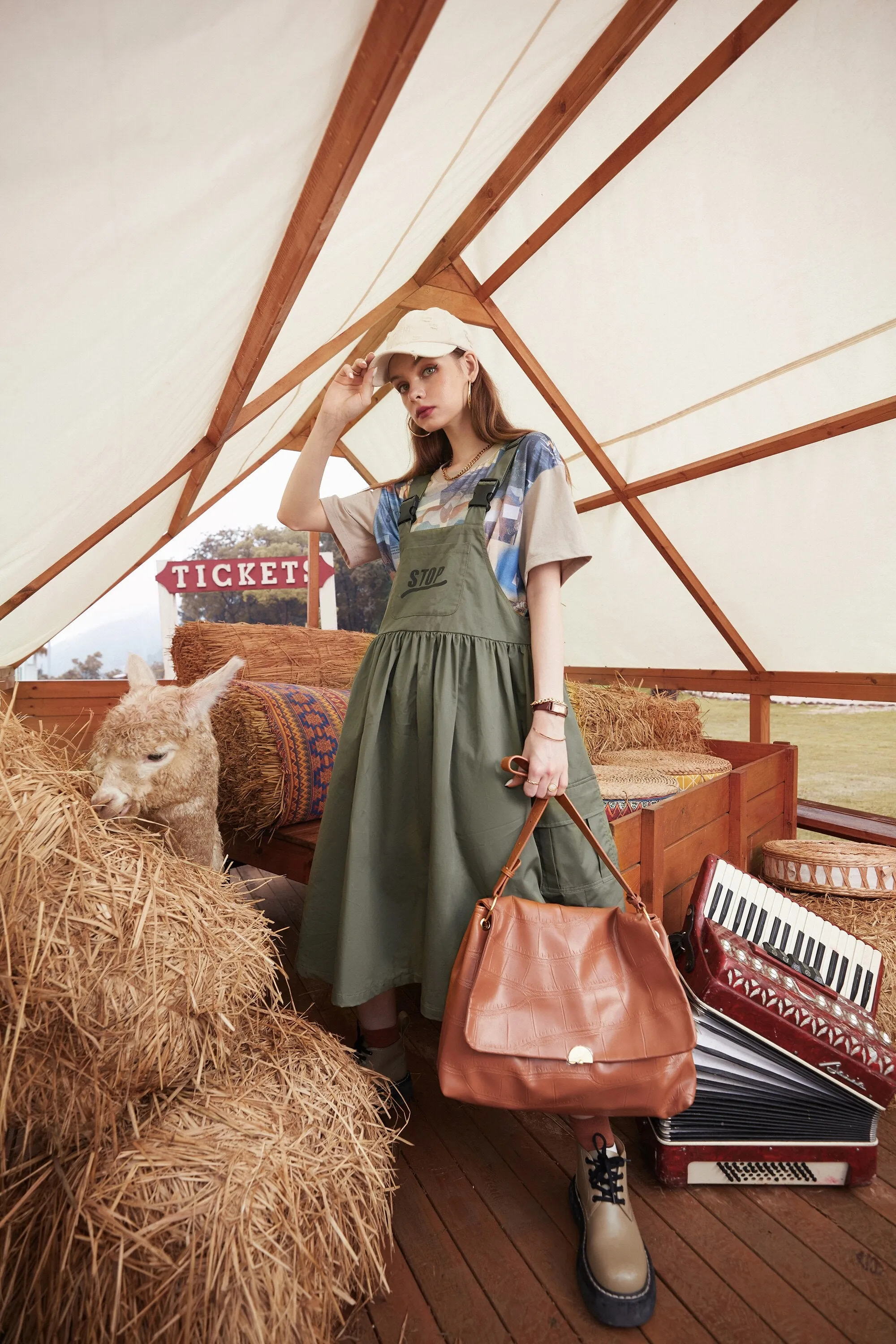 High Waist Casual Vintage Overall Boho Dress