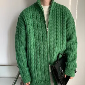 [Korean Style] 2 Colors Wool Zipper Cardigan Sweaters
