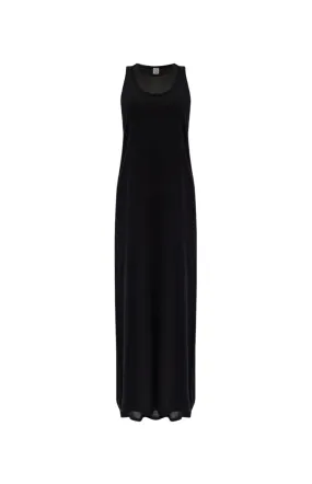 Layered knit tank dress black