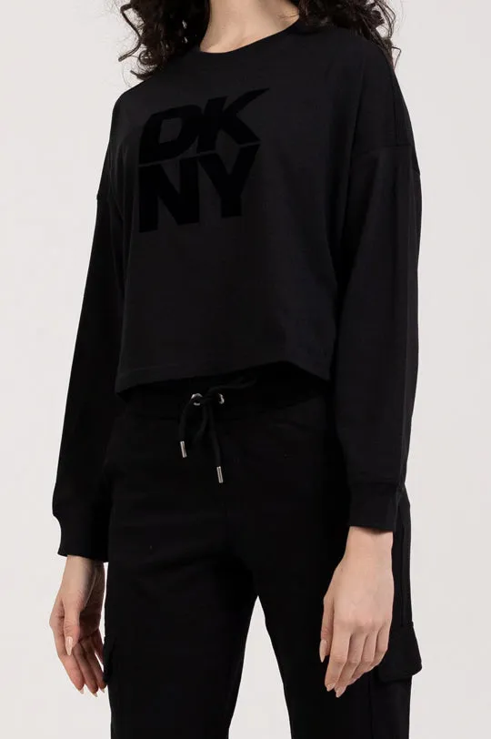 LONG SLEEVE CREW NECK STACKED LOGO TEE