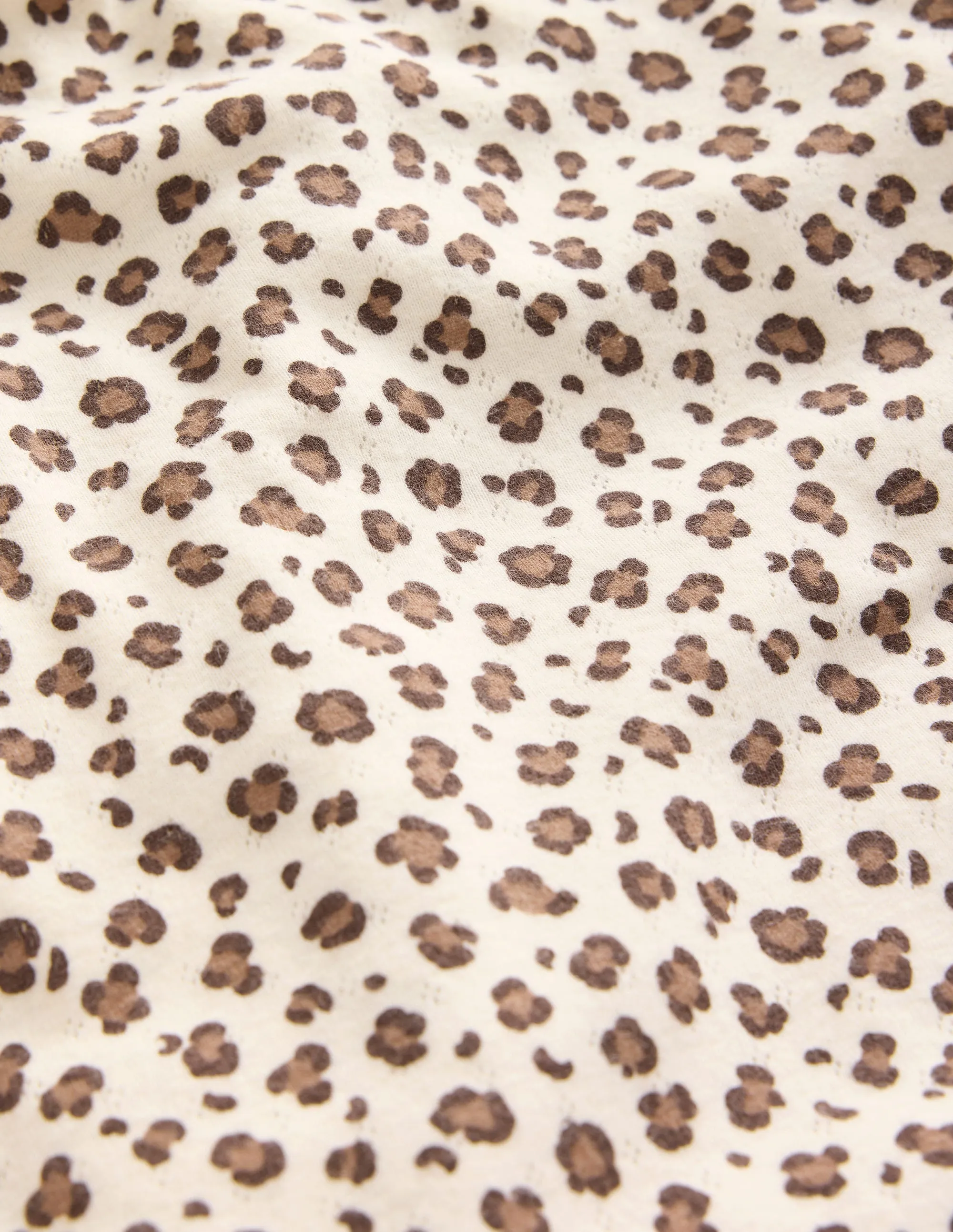 Long Sleeve Pointelle Top-Leopard