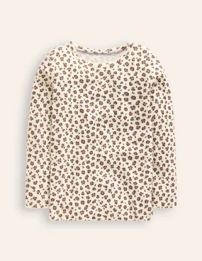 Long Sleeve Pointelle Top-Leopard