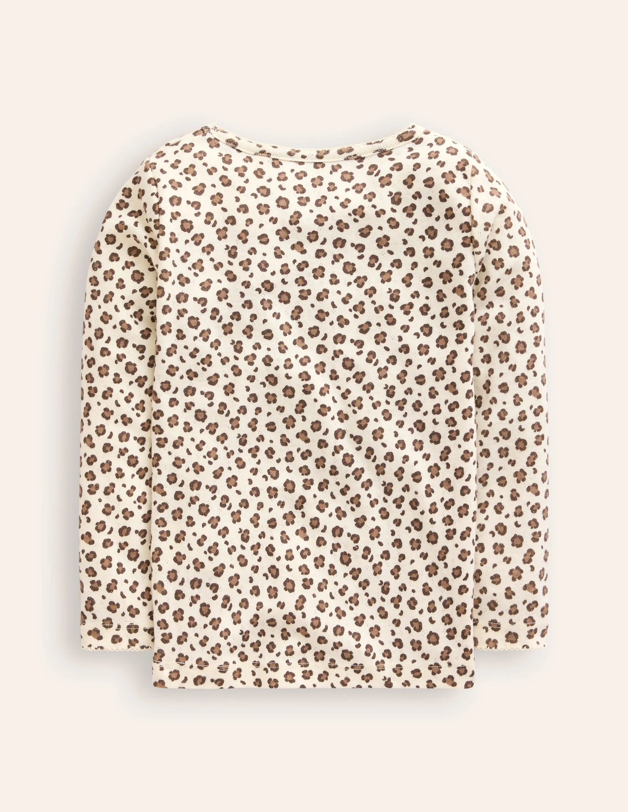 Long Sleeve Pointelle Top-Leopard