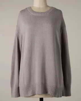 Lyla Cable Knit Ribbed Soft Pullover Sweater - Silver