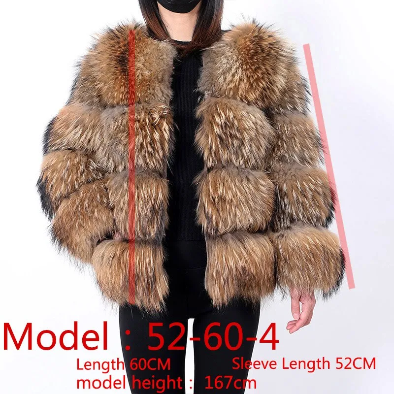 Maomaokong 2023 Natural Real Raccoon Fur Coats Women Luxury Fur Jackets Winter Warm Female Clothes Vests Real Fur Coat Tops
