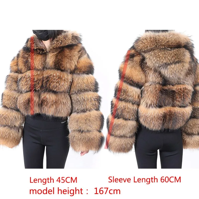 Maomaokong 2023 Natural Real Raccoon Fur Coats Women Luxury Fur Jackets Winter Warm Female Clothes Vests Real Fur Coat Tops