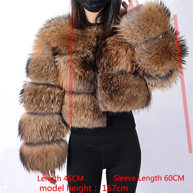 Maomaokong 2023 Natural Real Raccoon Fur Coats Women Luxury Fur Jackets Winter Warm Female Clothes Vests Real Fur Coat Tops