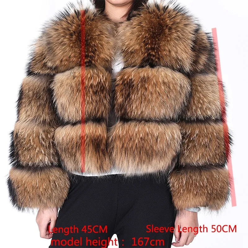 Maomaokong 2023 Natural Real Raccoon Fur Coats Women Luxury Fur Jackets Winter Warm Female Clothes Vests Real Fur Coat Tops
