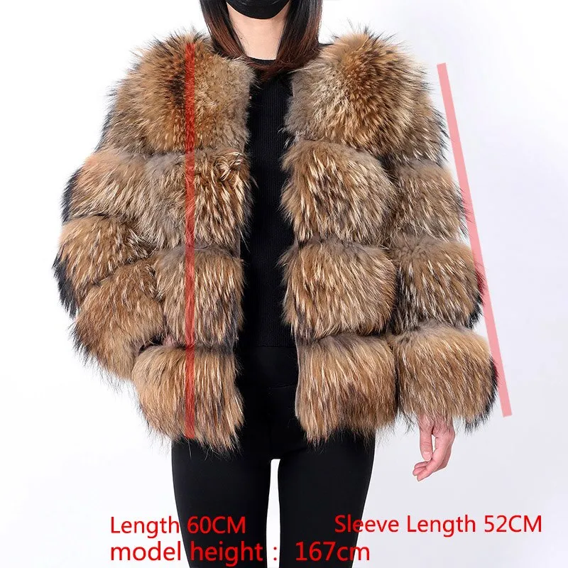 Maomaokong 2023 Natural Real Raccoon Fur Coats Women Luxury Fur Jackets Winter Warm Female Clothes Vests Real Fur Coat Tops