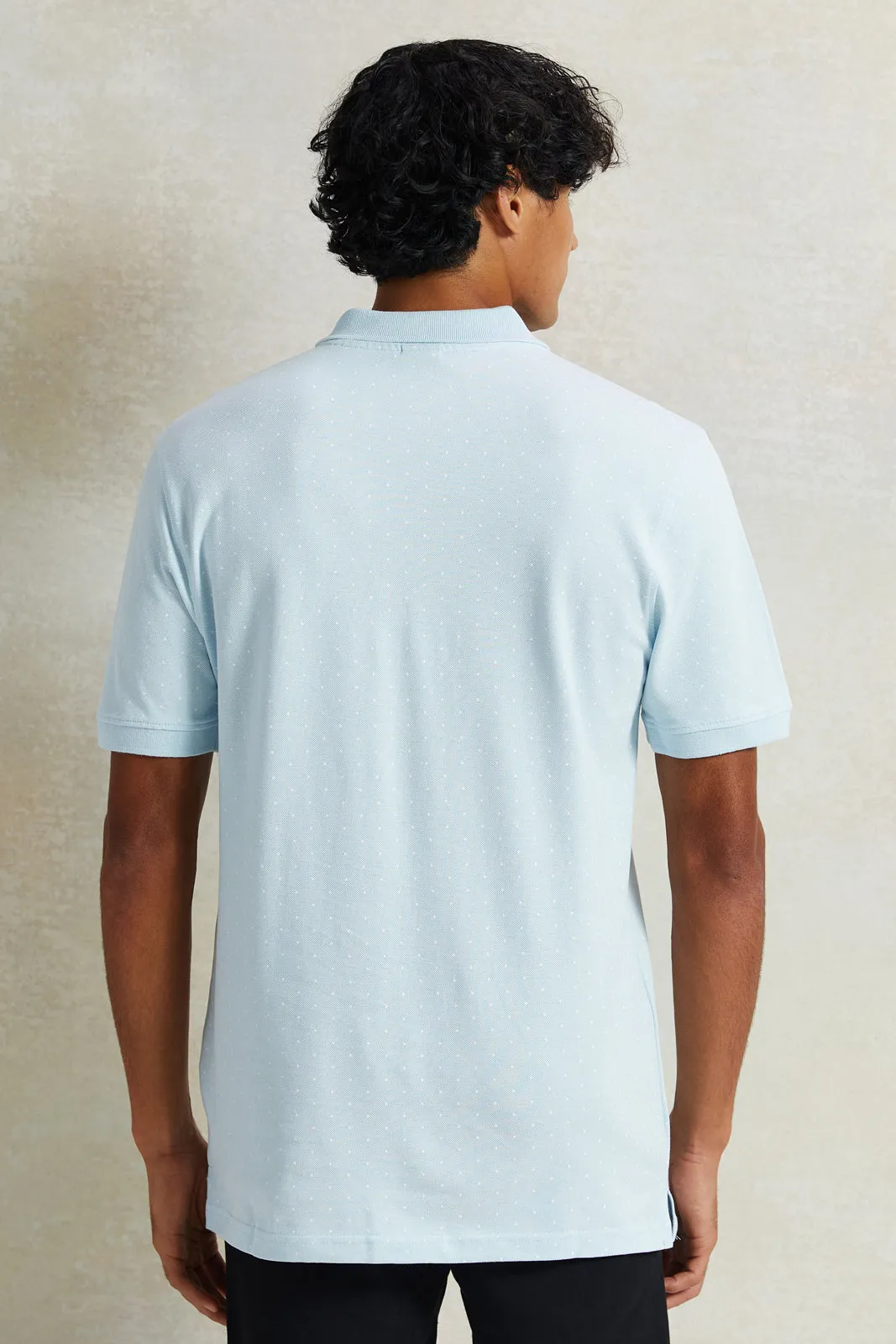 Men Blue Polo Shirt With Chest Logo