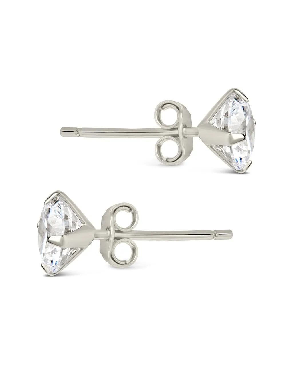 Men's Sterling Silver 6mm Statement CZ Stud Earrings