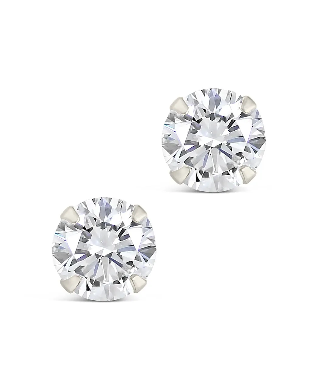 Men's Sterling Silver 6mm Statement CZ Stud Earrings