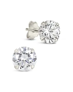 Men's Sterling Silver 6mm Statement CZ Stud Earrings