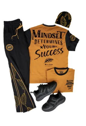 Mindset Determines Success Shirt, Premium Embroidered Flare Jogger, Beanie and Sneakers