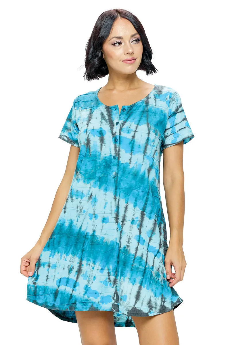 Mocha Dress Tie Dye Textured Fabric