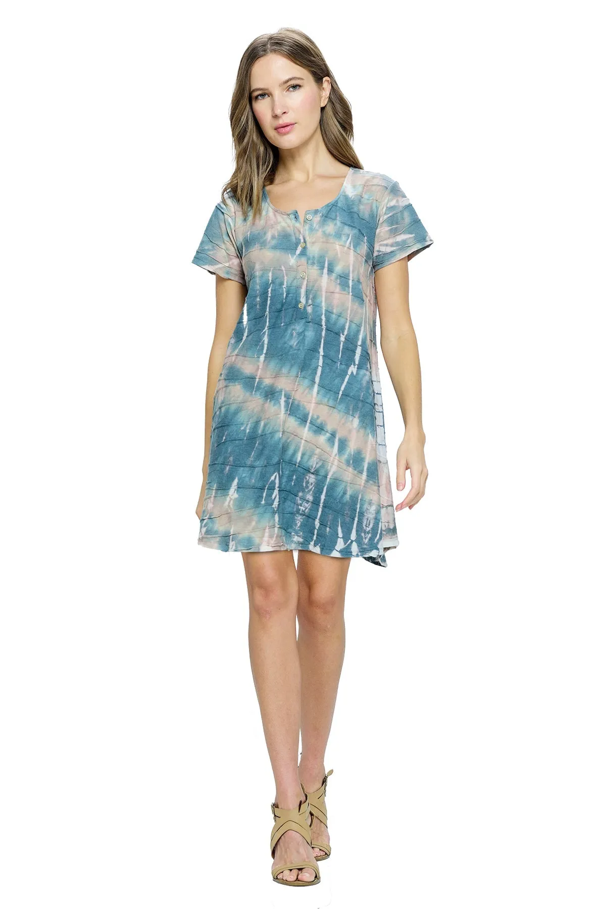 Mocha Dress Tie Dye Textured Fabric