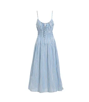 Nefeli Strap Long Dress Sky/Yellow Stripes