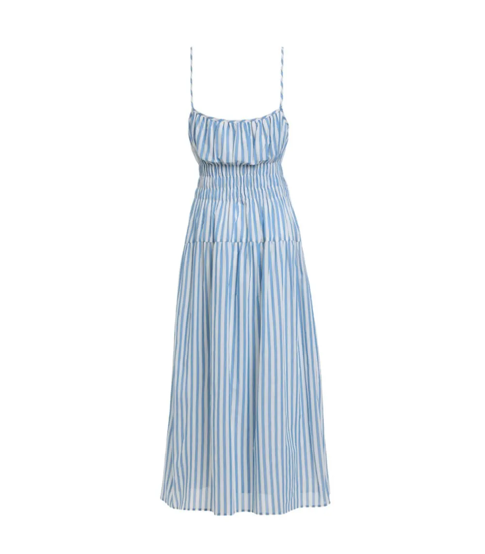 Nefeli Strap Long Dress Sky/Yellow Stripes